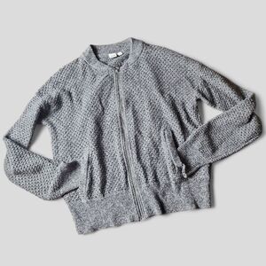GAP | Charcoal Merino Extra Fine Wool Knit Crochet Full Zip Sweater Cardigan | M